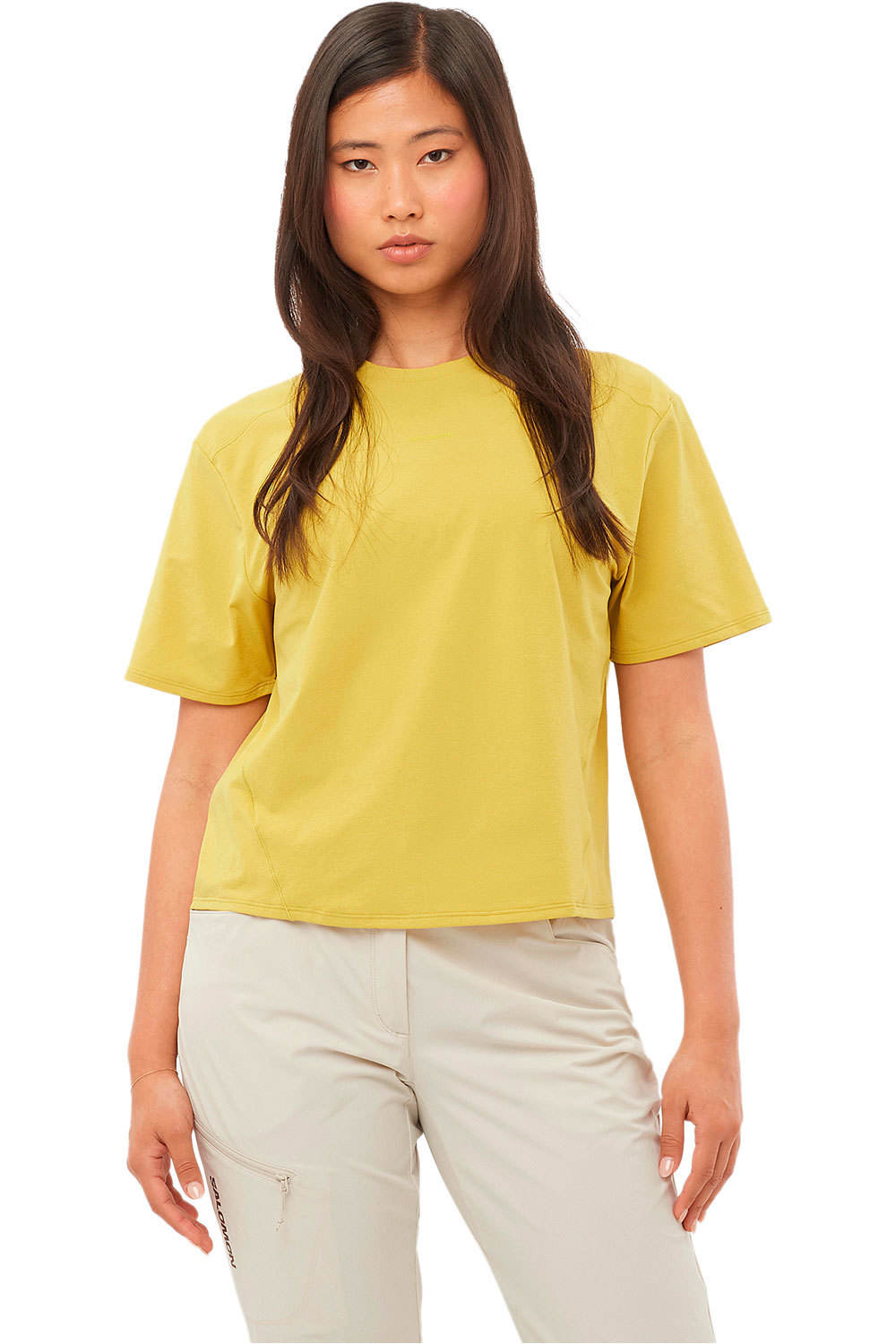 Salomon camiseta montaña manga corta mujer TRACKLINE SS TEE W vista frontal