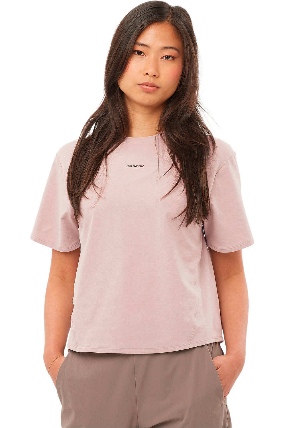 Salomon camiseta montaña manga corta mujer TRACKLINE SS TEE W vista frontal