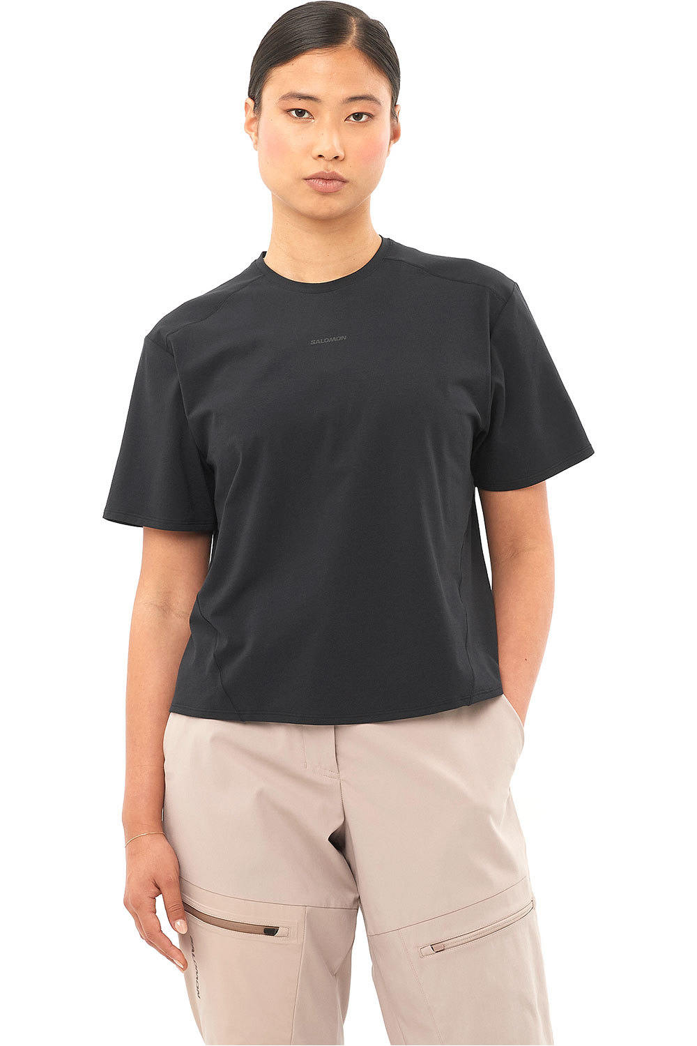 Salomon camiseta montaña manga corta mujer TRACKLINE SS TEE W vista frontal