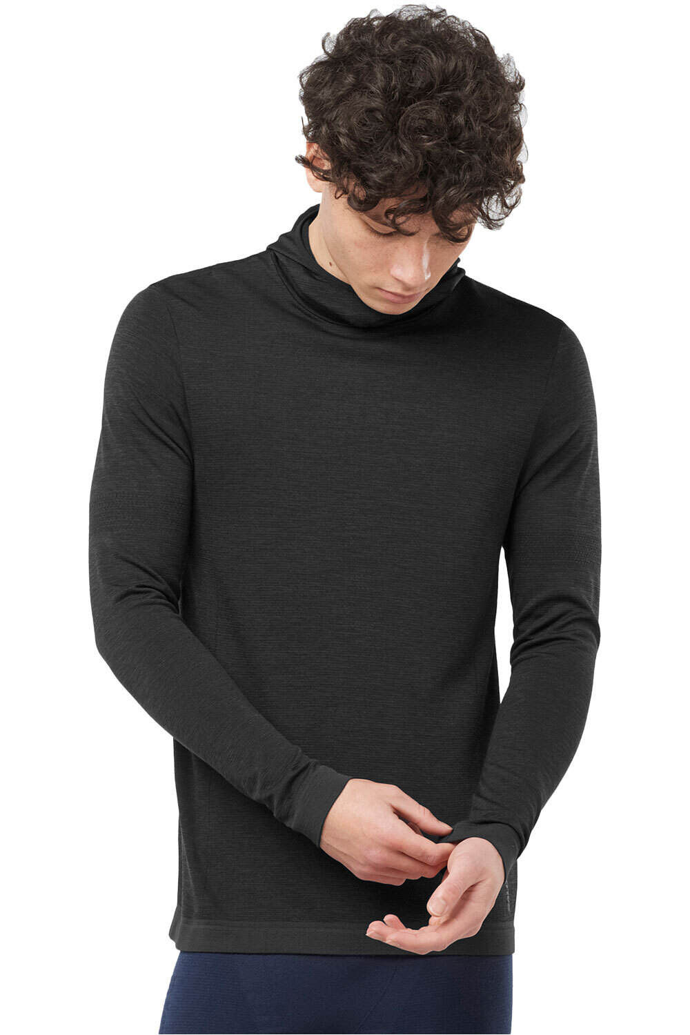 Salomon camiseta montaña manga larga hombre OUTSPEED WOOL HOODIE M vista frontal