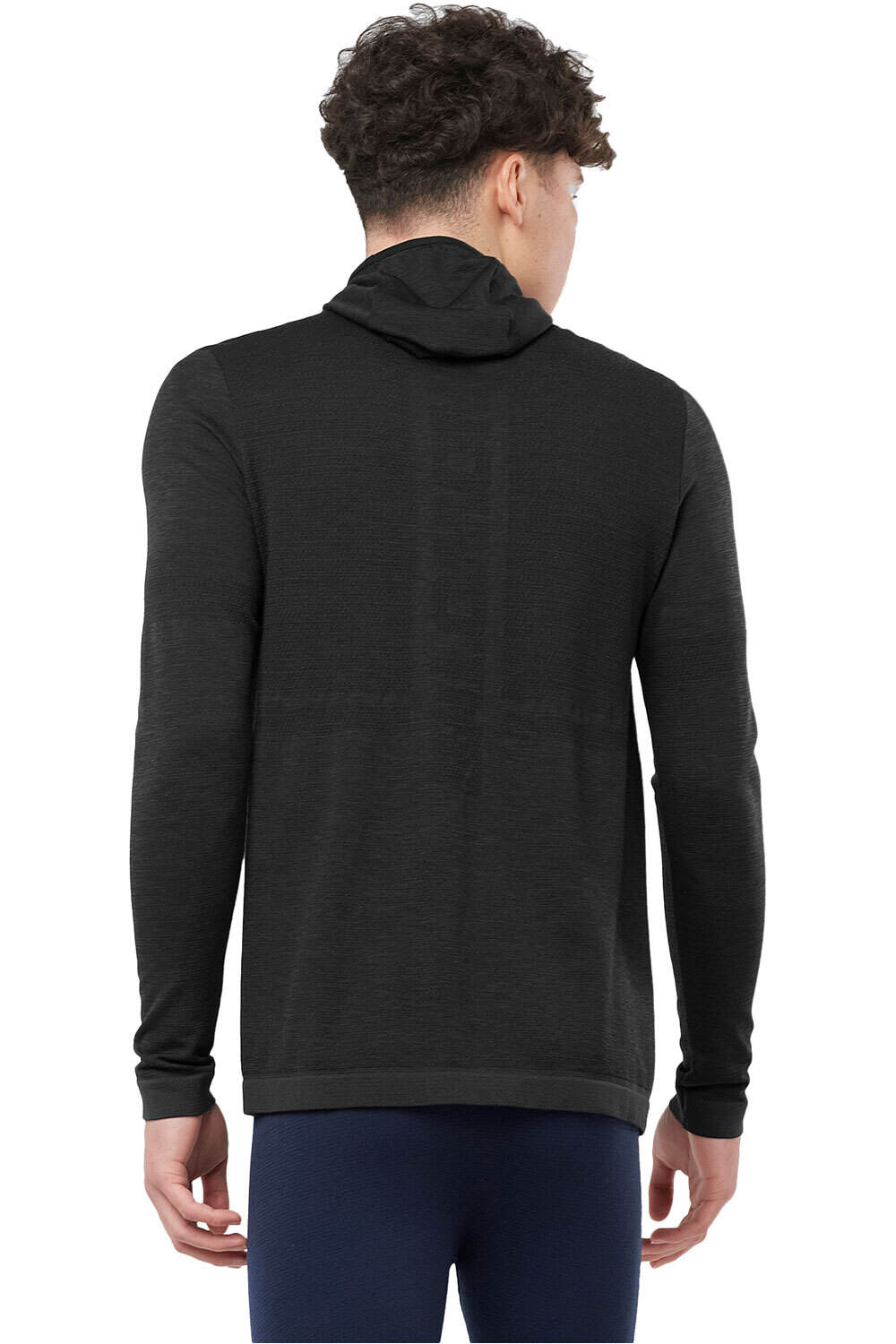 Salomon camiseta montaña manga larga hombre OUTSPEED WOOL HOODIE M vista trasera