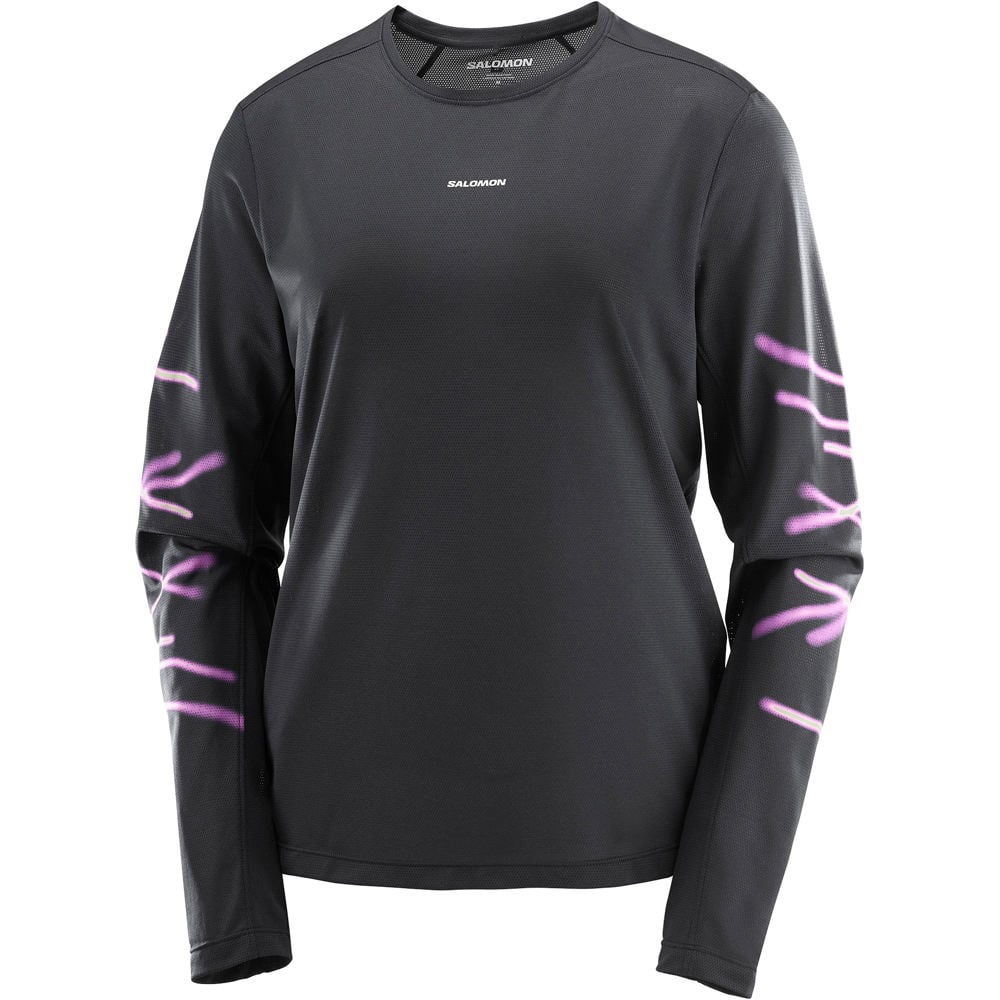 Salomon camiseta montaña manga larga mujer SHKout CORE LS TEE GFX W vista detalle