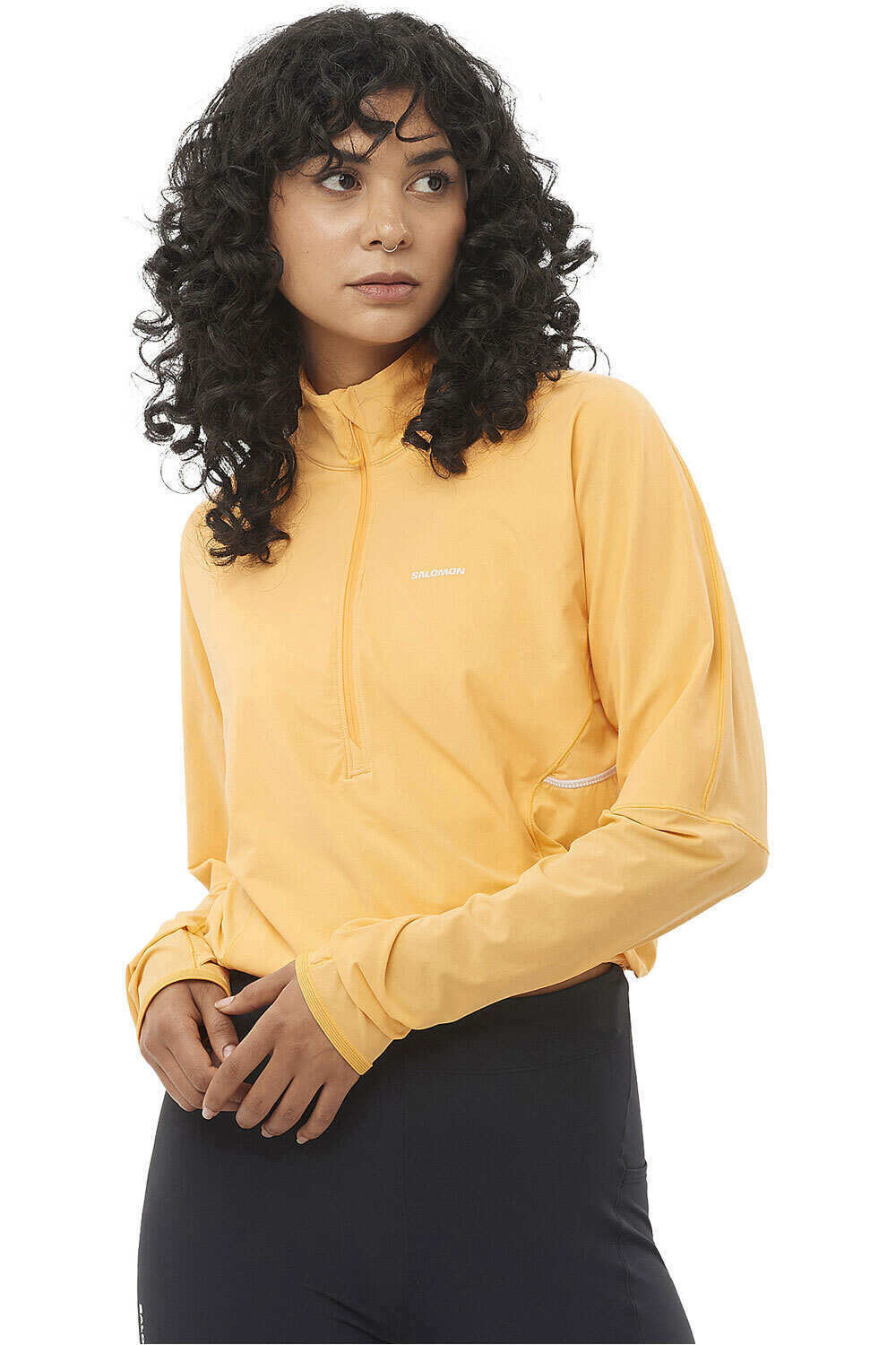 Salomon camiseta técnica manga larga mujer SENSE AERO HYBD CP PLVR W vista frontal