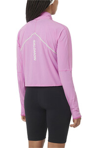 Salomon camisetas trail running manga larga mujer SENSE AERO HYBD CP PLVR W vista trasera