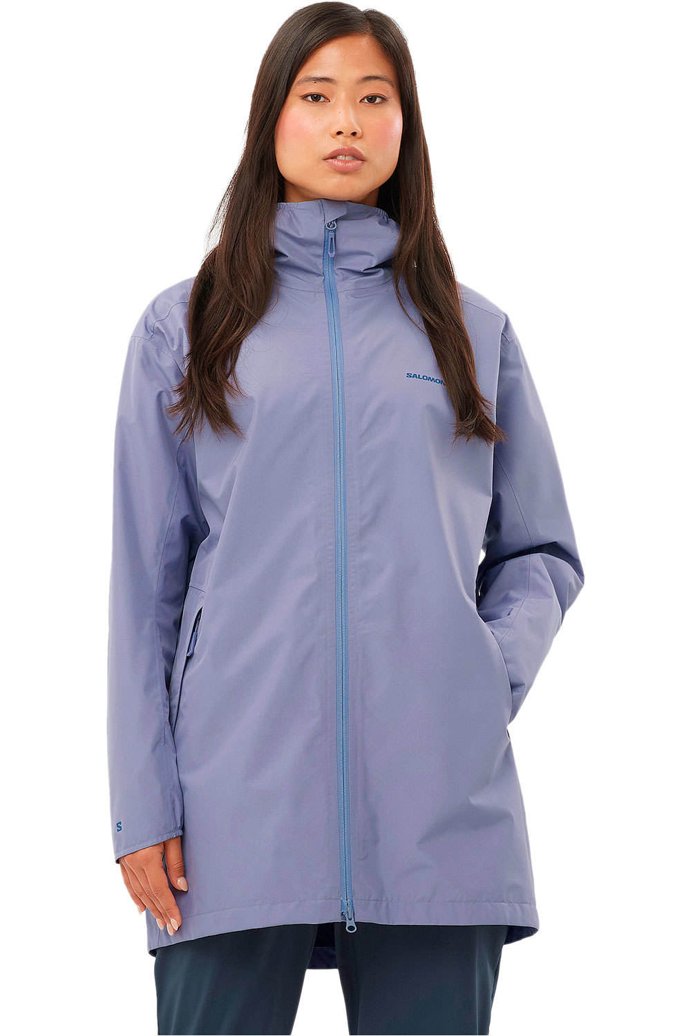 Salomon chaqueta impermeable mujer OUTSCAPE 2L LONG JKT S W vista frontal