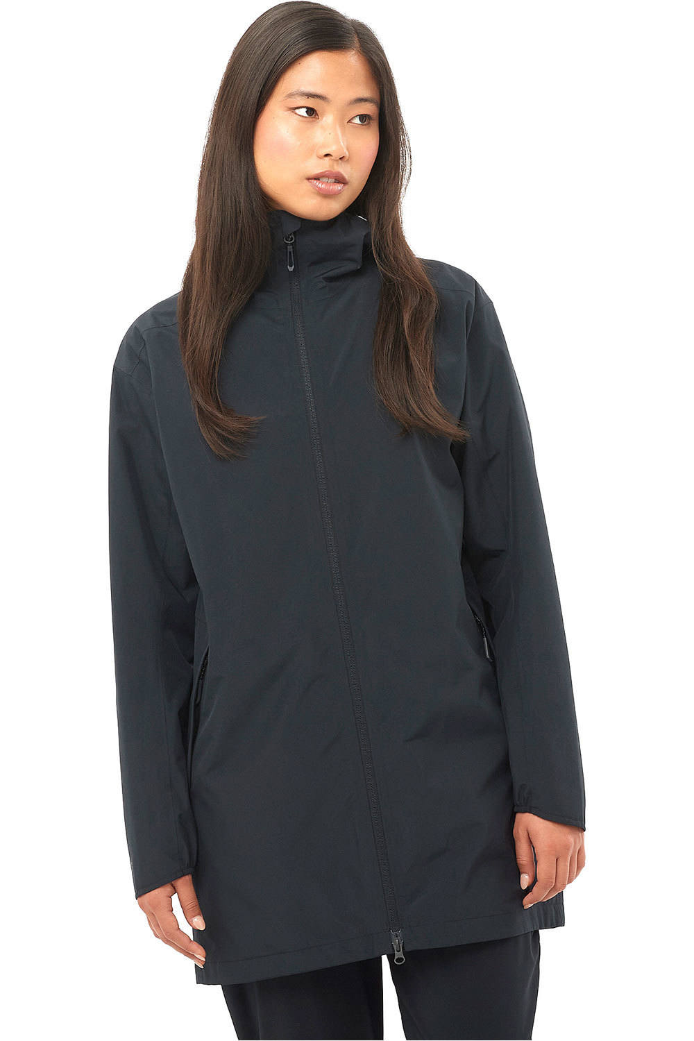 Salomon chaqueta impermeable mujer OUTSCAPE 2L LONG JKT S W vista frontal