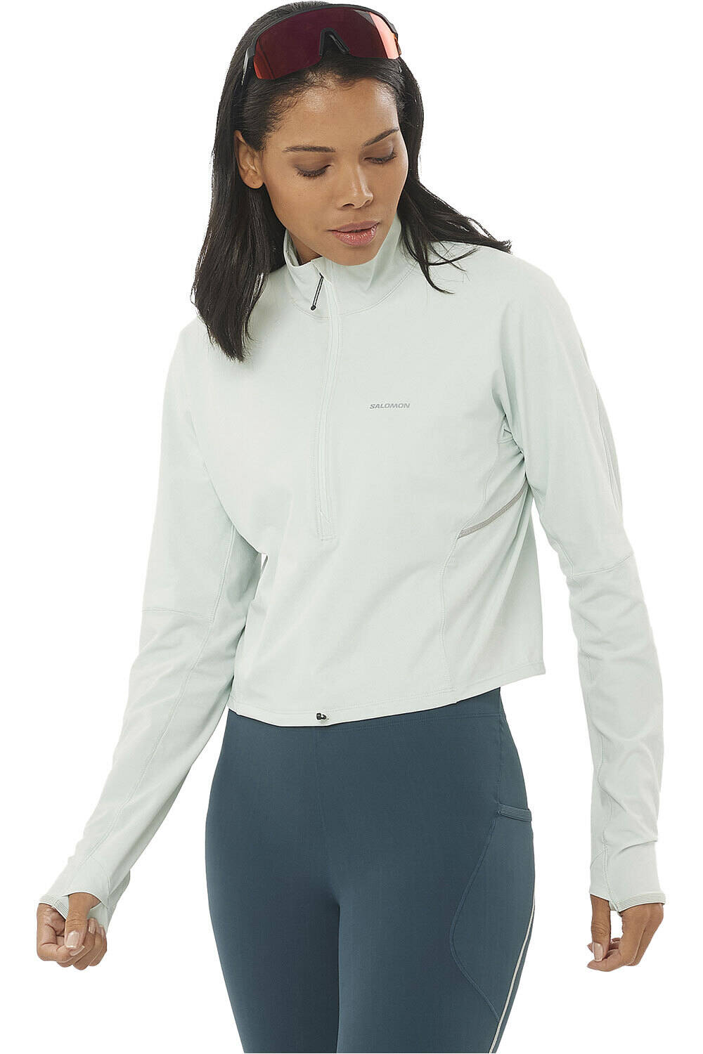 Salomon CHAQUETA RUNNING MUJER SENSE AERO HYBD CP PLVR W vista frontal