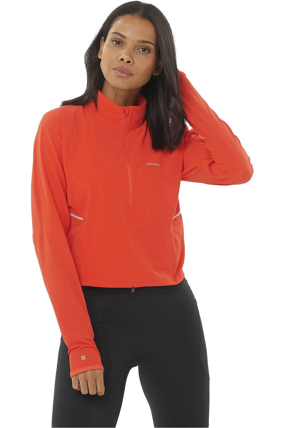 Salomon CHAQUETA RUNNING MUJER SENSE AERO HYBD CP PLVR W vista frontal