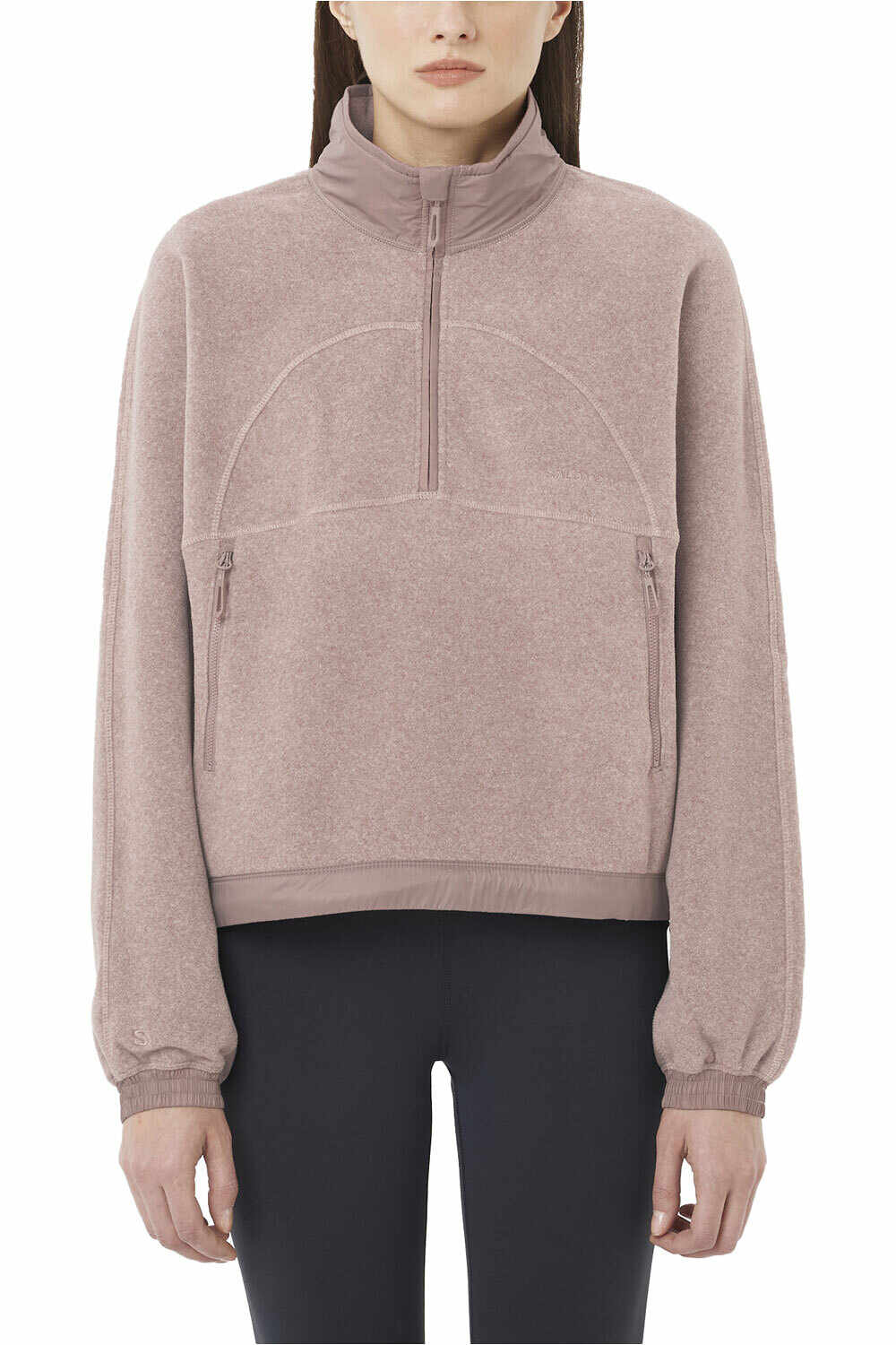 Salomon forro polar mujer CHROMA FLEECE CROP HZ W vista frontal