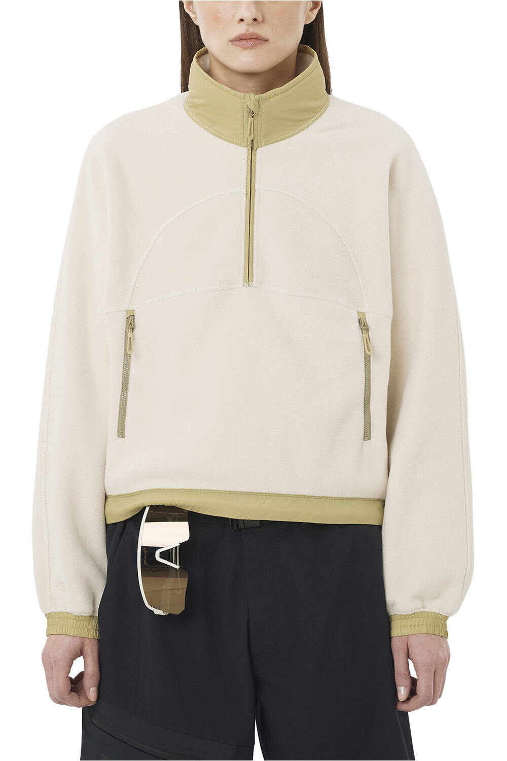 Salomon forro polar mujer CHROMA FLEECE CROP HZ W vista frontal