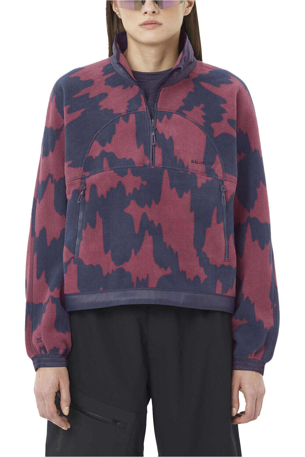 Salomon forro polar mujer CHROMA FLEECE CROP HZ W vista frontal