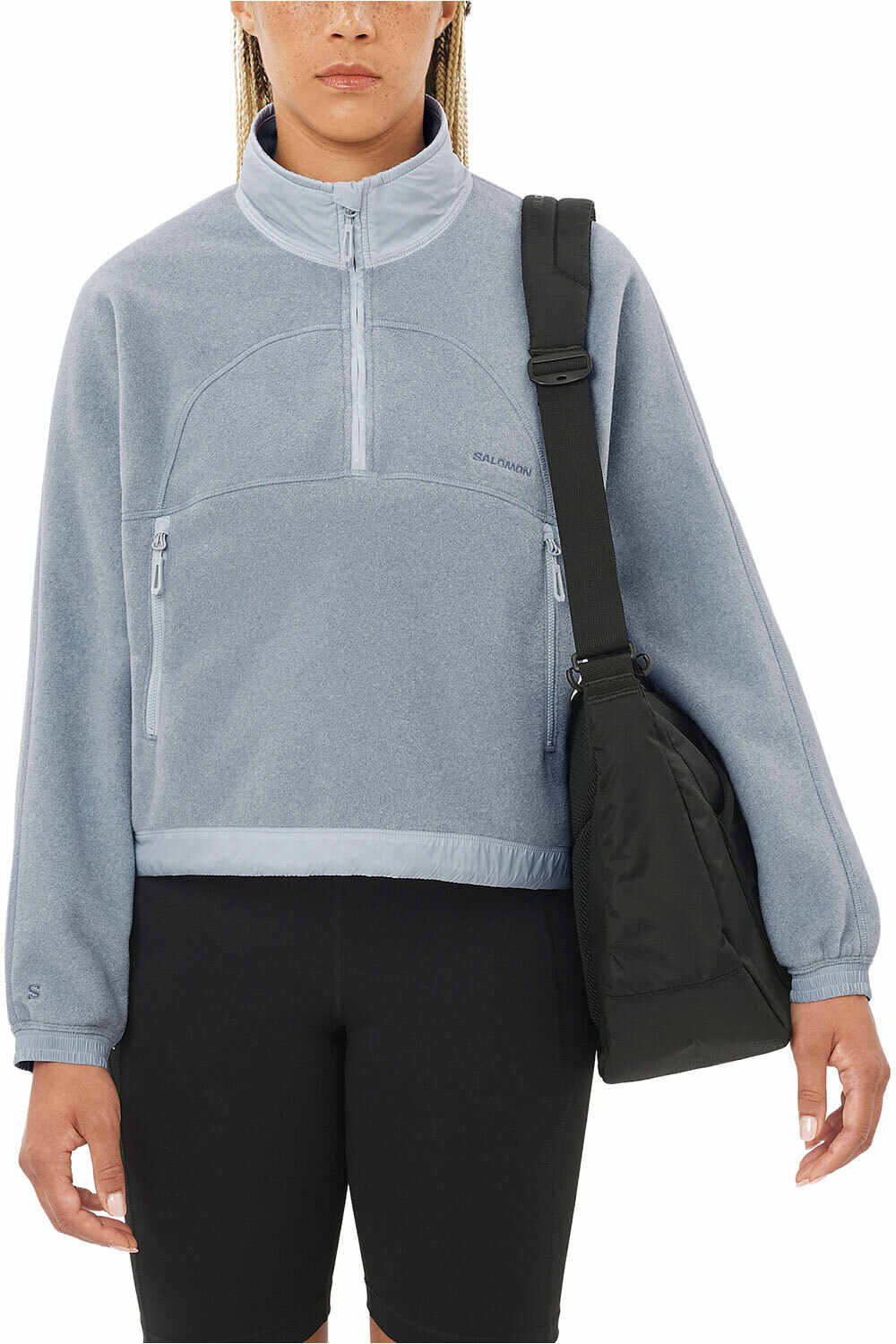 Salomon forro polar mujer CHROMA FLEECE CROP HZ W vista frontal