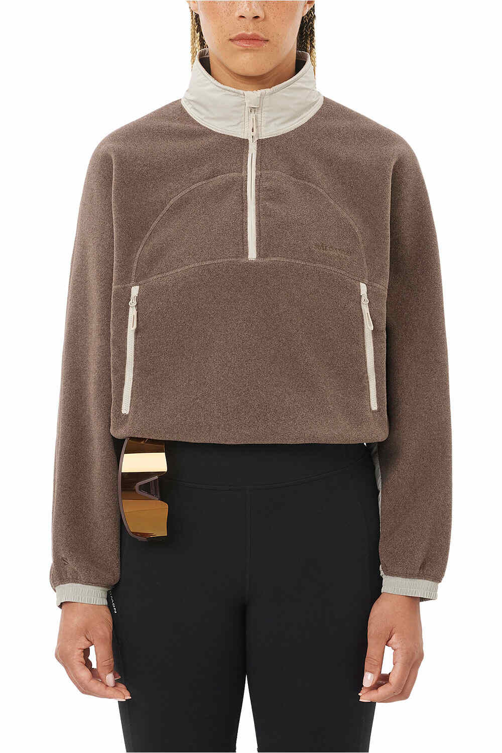 Salomon forro polar mujer CHROMA FLEECE CROP HZ W vista frontal