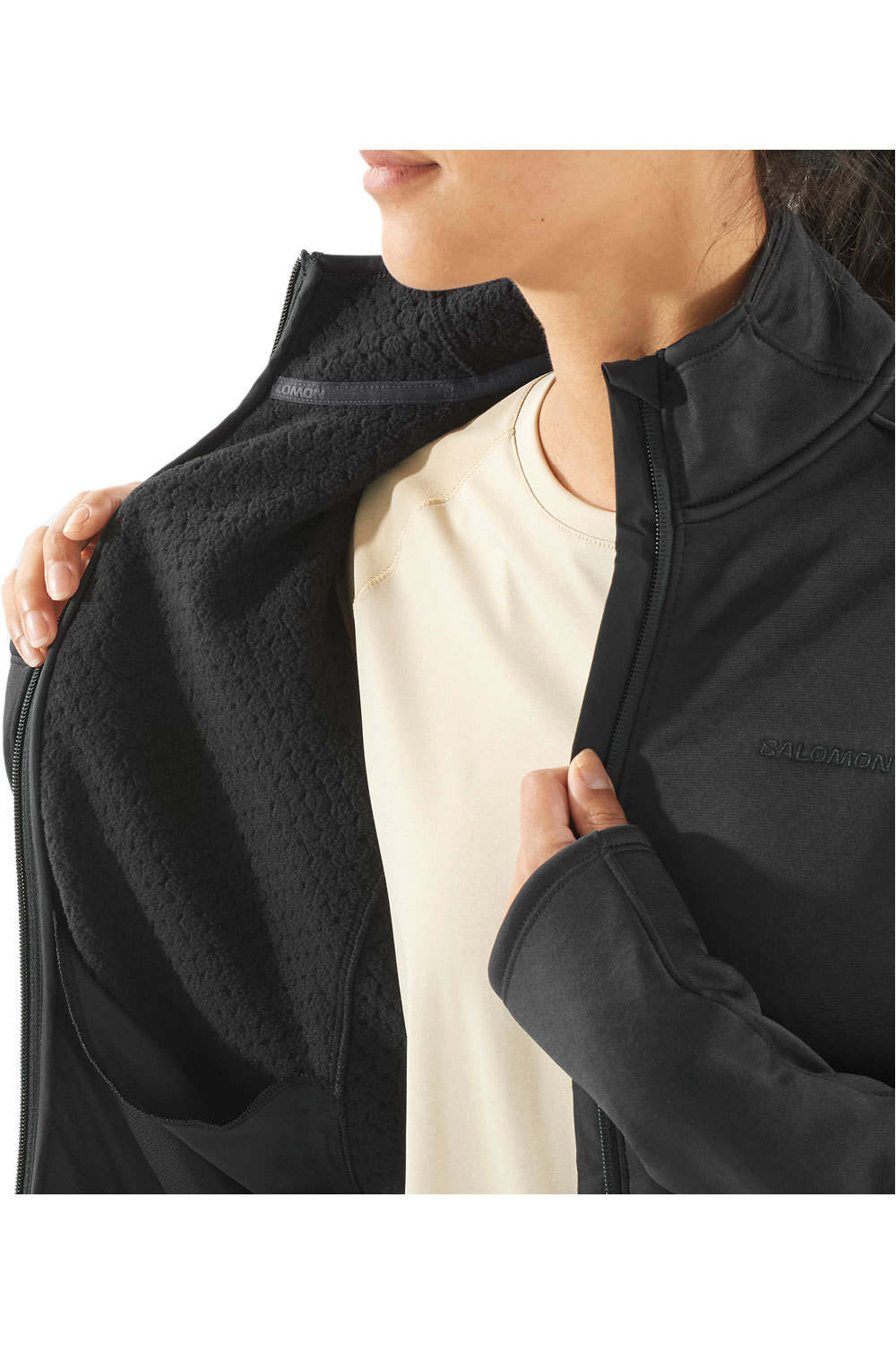 Salomon forro polar mujer OUTLINE WARM FZ W vista detalle