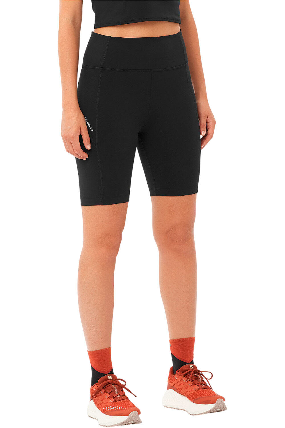 Salomon mallas trail running cortas mujer SHKout BLIS SHRT TGHT 8 W vista frontal