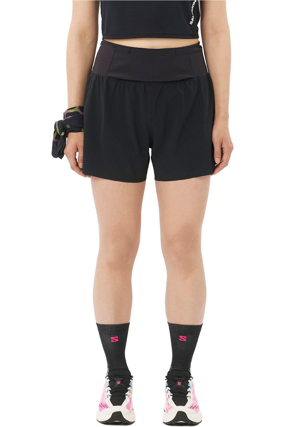 Salomon pantalones cortos trail running mujer SENSE AERO 2IN1 TRAIL 4W vista frontal