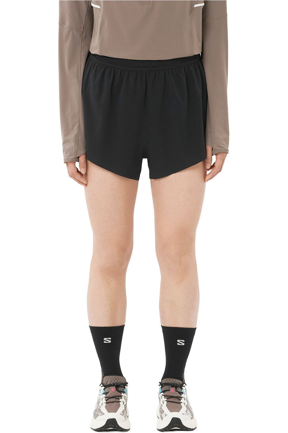 Salomon pantalones cortos trail running mujer SENSE AERO SPLT 3 SHTS W vista frontal