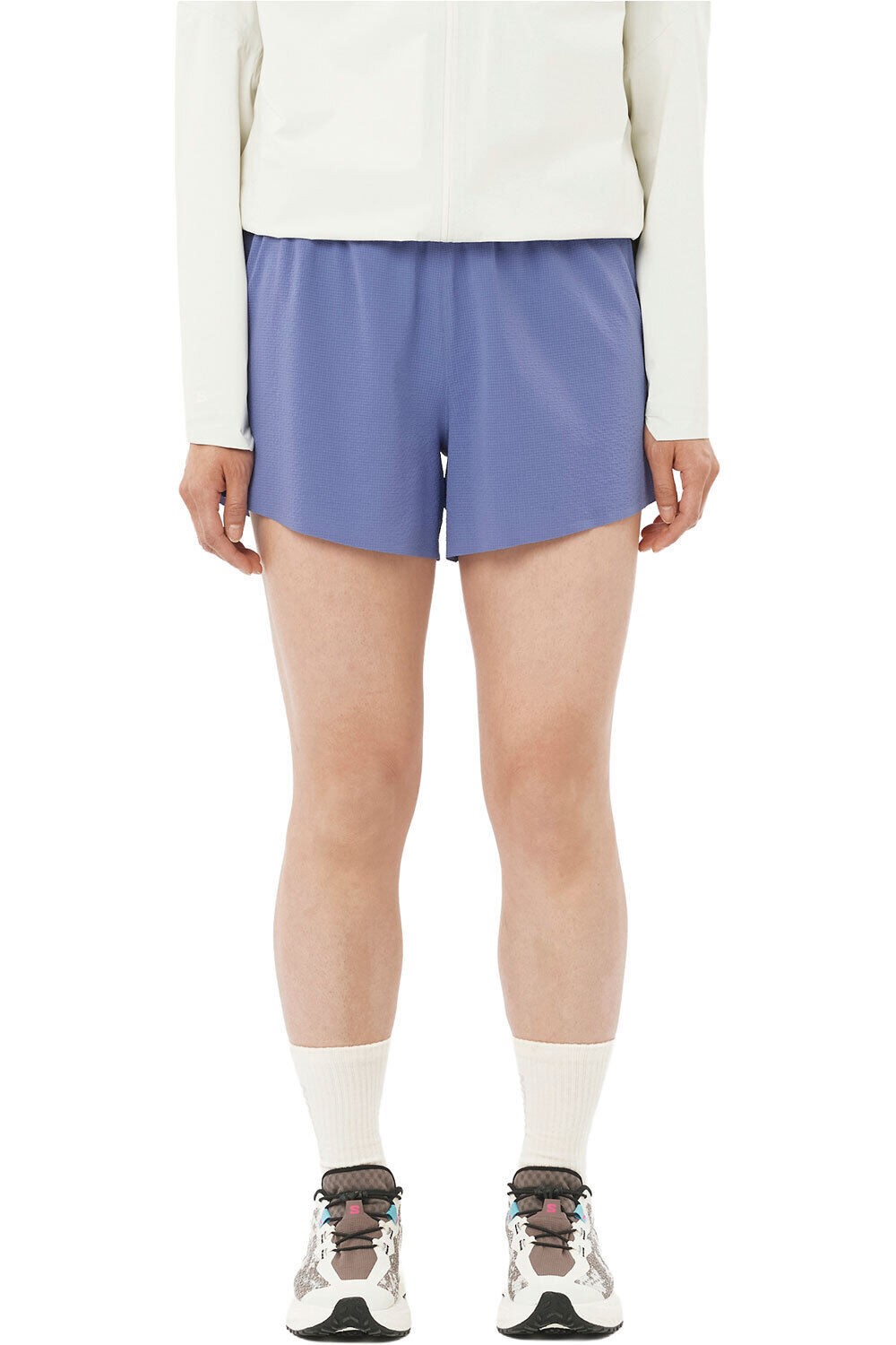 Salomon pantalones cortos trail running mujer SENSE AERO STOW 4 SHTS W vista frontal