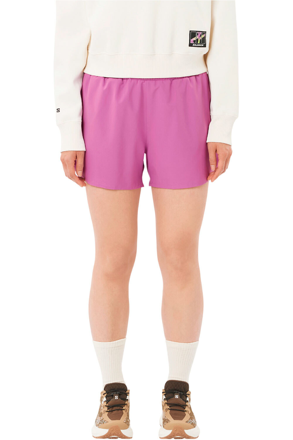 Salomon pantalones cortos trail running mujer SHKout CORE SHORTS 4 W vista frontal