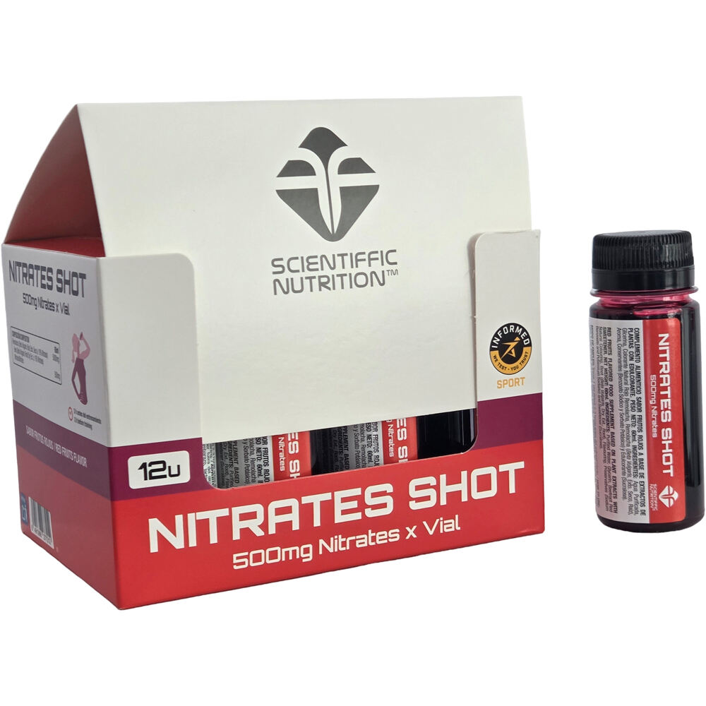 Scientiffic Nutrition Aminoacidos CAJA Nitrates Shot Frutos Rojos 12 viale vista frontal