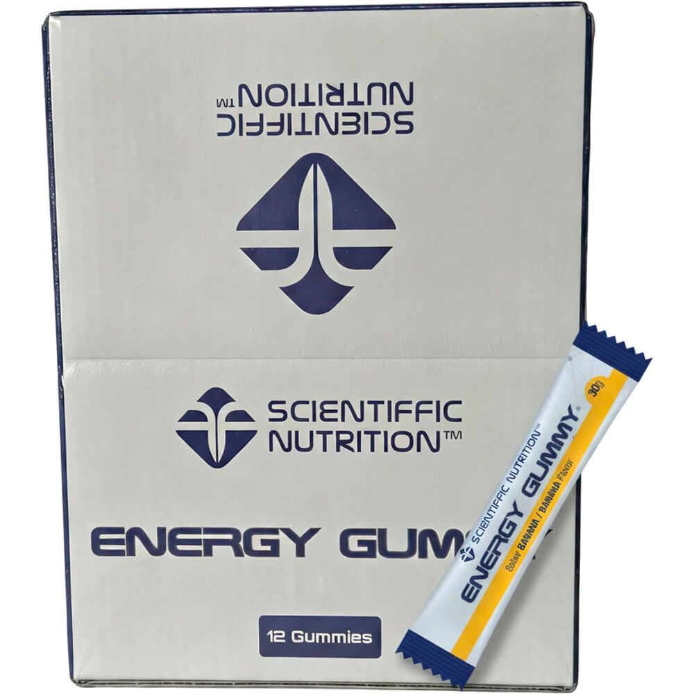 Scientiffic Nutrition barritas energéticas CAJA Energy Gummy Banana 12 uds vista frontal