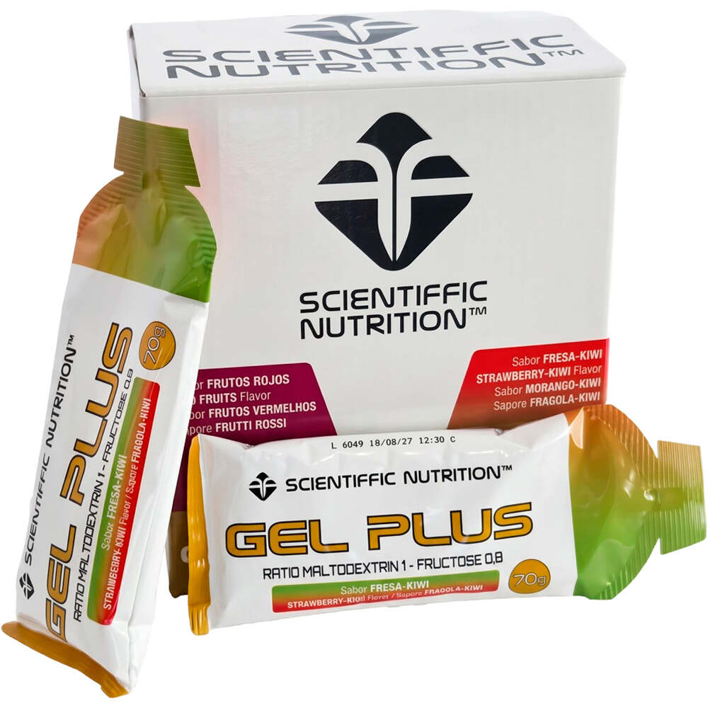 Scientiffic Nutrition energía instantánea CAJA Gel + 70g Fresa Kiwi 14 uds vista frontal