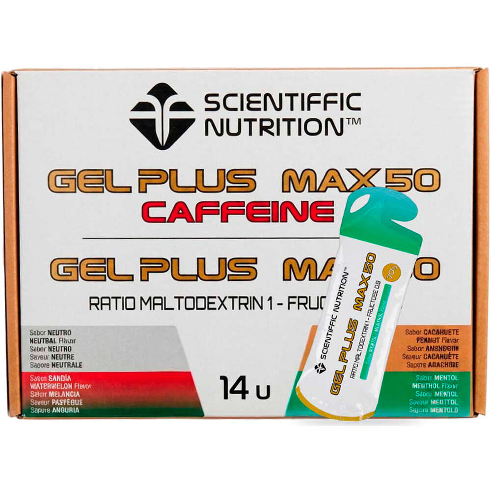 Scientiffic Nutrition energía instantánea CAJA Gel + MAX 50 70G Mentol 14uds vista frontal