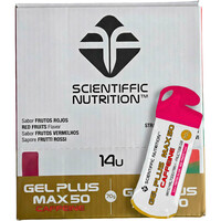 Scientiffic Nutrition energía instantánea CAJA Gel + MAX 50 + CAF 70g Frutos Rojos vista frontal