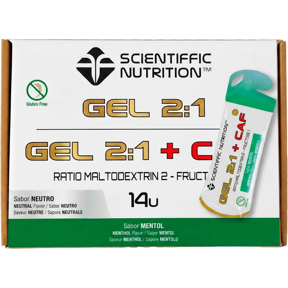 Scientiffic Nutrition energía instantánea CAJA Gel Ratio 2:1 +CAF 60G  Mentol 14uds vista frontal