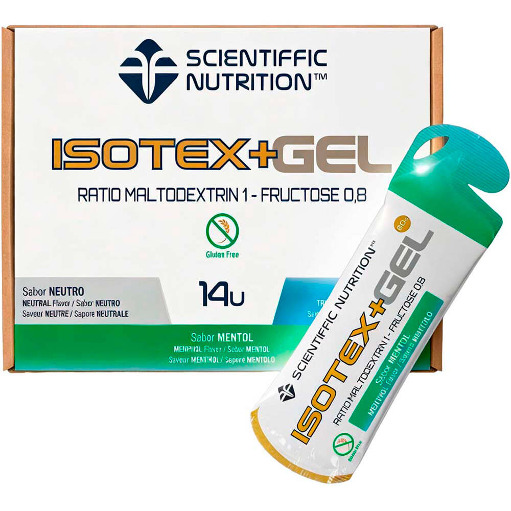 Scientiffic Nutrition energía instantánea CAJA ISOTEX GEL 60G Mentol 14uds vista frontal