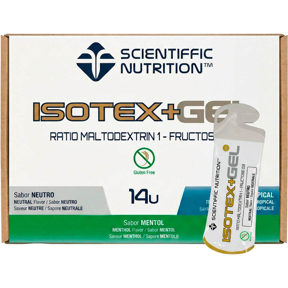Scientiffic Nutrition energía instantánea CAJA ISOTEX GEL 60G Neutro 14uds vista frontal