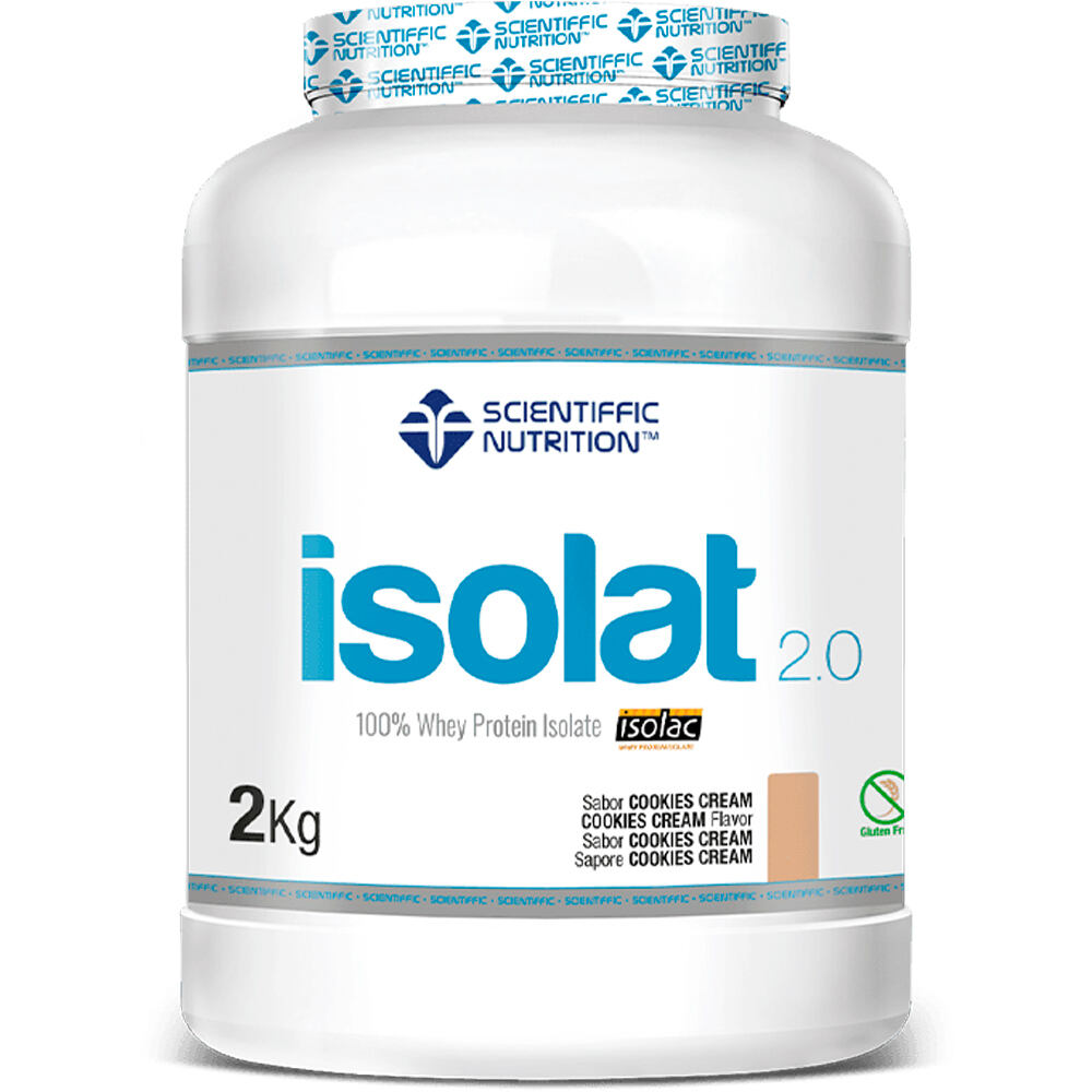 Scientiffic Nutrition Proteinas Aislado Suero/Whey Isolat 2.0 Whey Protein Isolac Cookies Cream 2kg vista frontal
