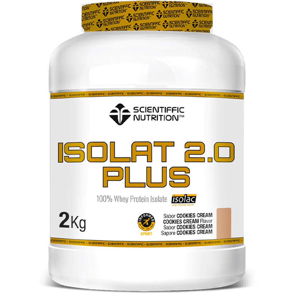 Scientiffic Nutrition proteínas Isolat 2.0 PLUS Whey Protein Isolac Cookies Cream 2kg vista frontal