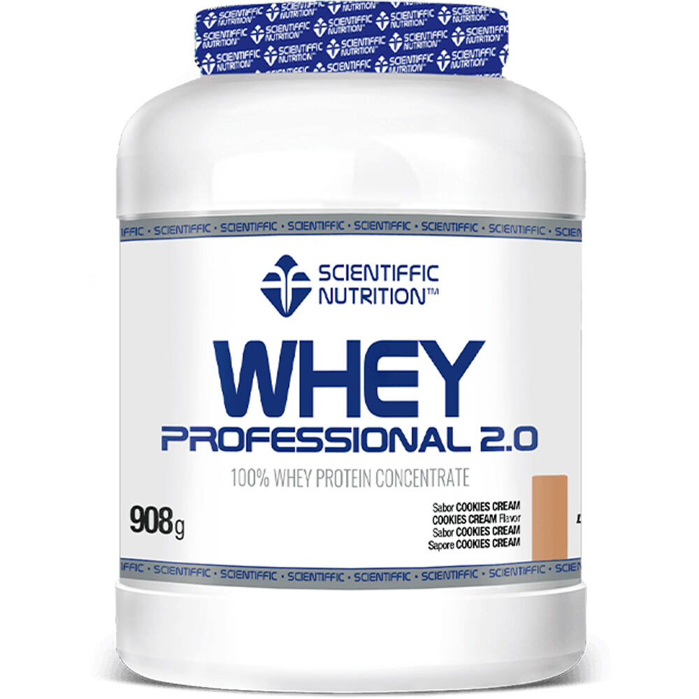 Scientiffic Nutrition proteínas Whey Professional 2.0 Lacprodan Digezyme Cookies Cream 908g vista frontal