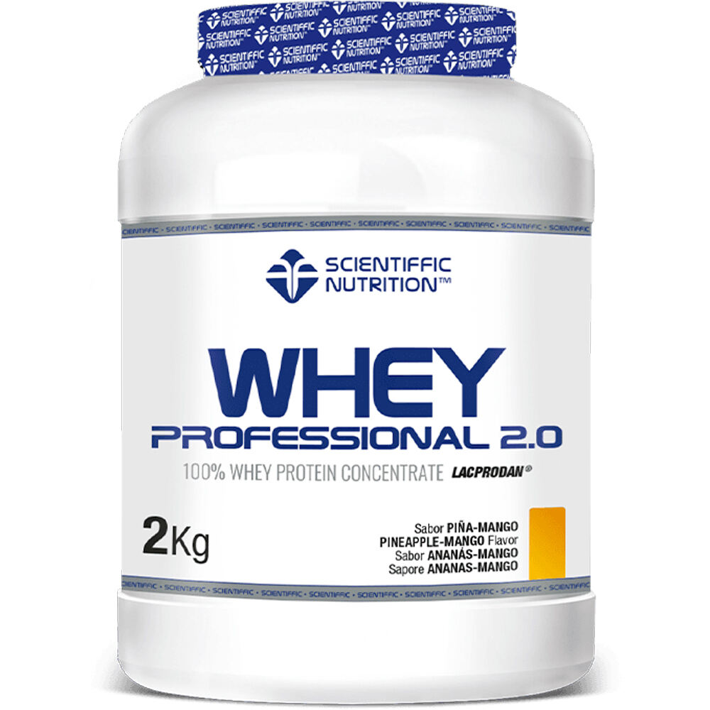 Scientiffic Nutrition proteínas Whey Professional 2.0 Lacprodan Digezyme Pia Mango 2Kg vista frontal