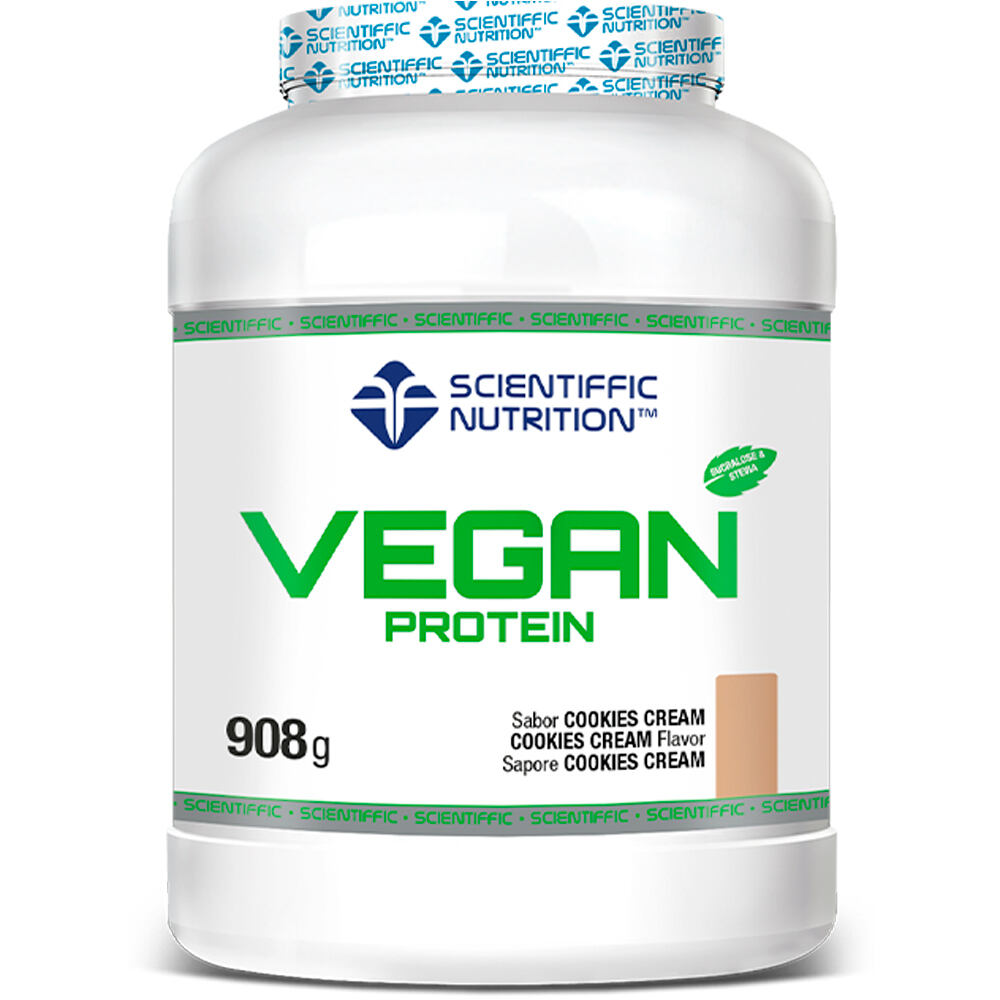 Scientiffic Nutrition Vegano Vegan Protein Digezyme Cookies Cream 908 vista frontal