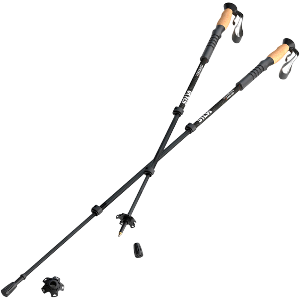 Silva bastón travesía montaña PAR-TREKKING POLES CARBON telescpicos 3 secc vista frontal