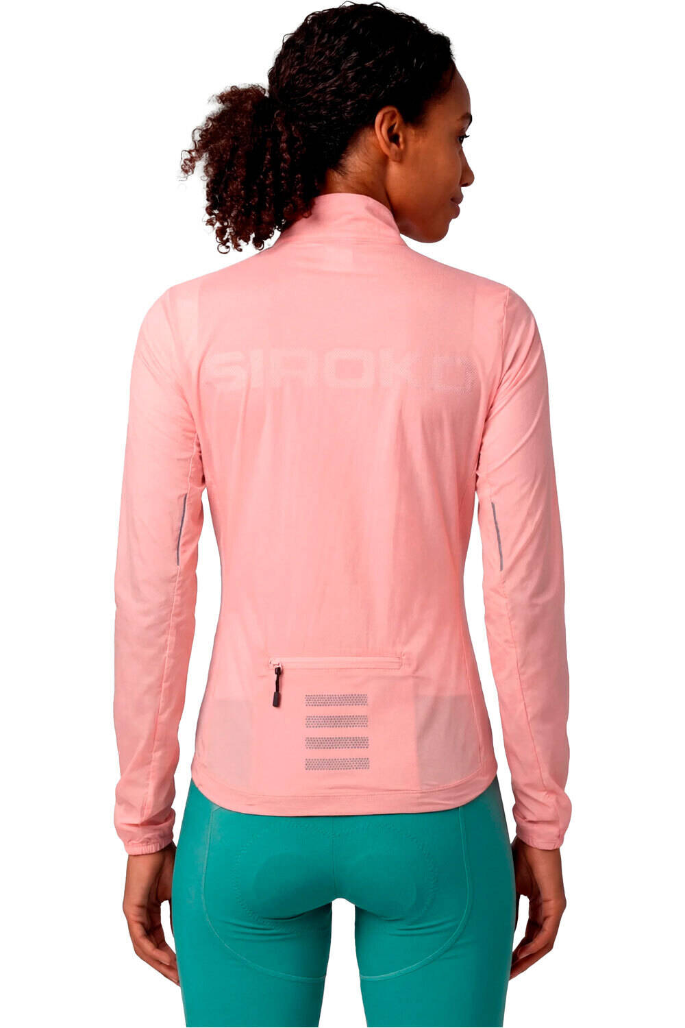 Siroko cortavientos ciclismo mujer J4-W Windbreak Coral vista trasera