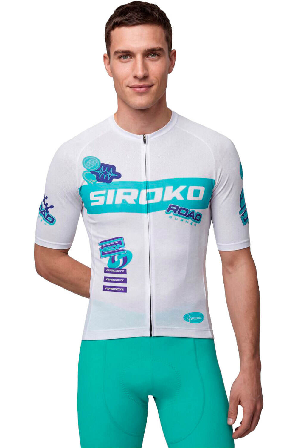 Siroko maillot manga corta hombre M8 NRC White vista frontal