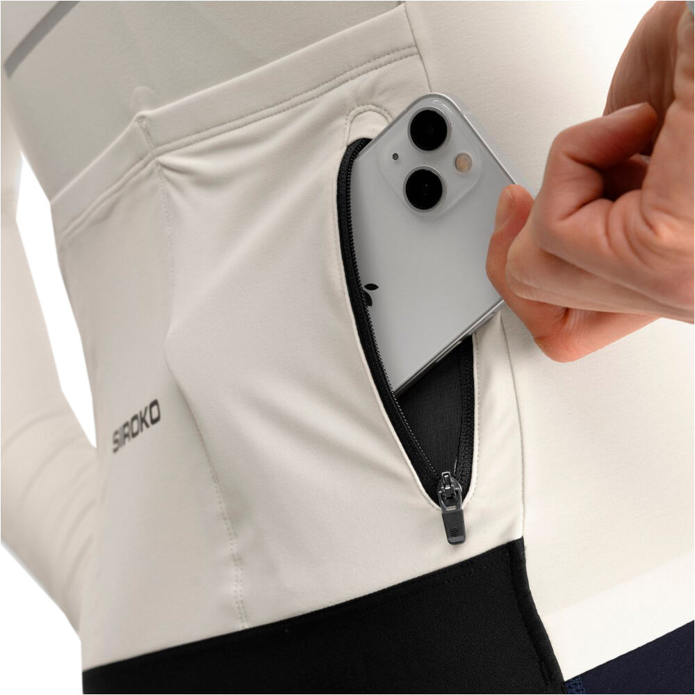Siroko maillot manga larga hombre M7 Egret vista detalle