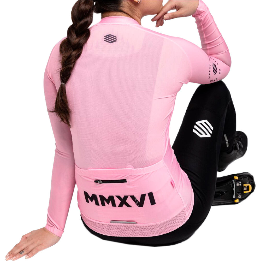 Siroko maillot manga larga mujer M2 Flamingo vista trasera