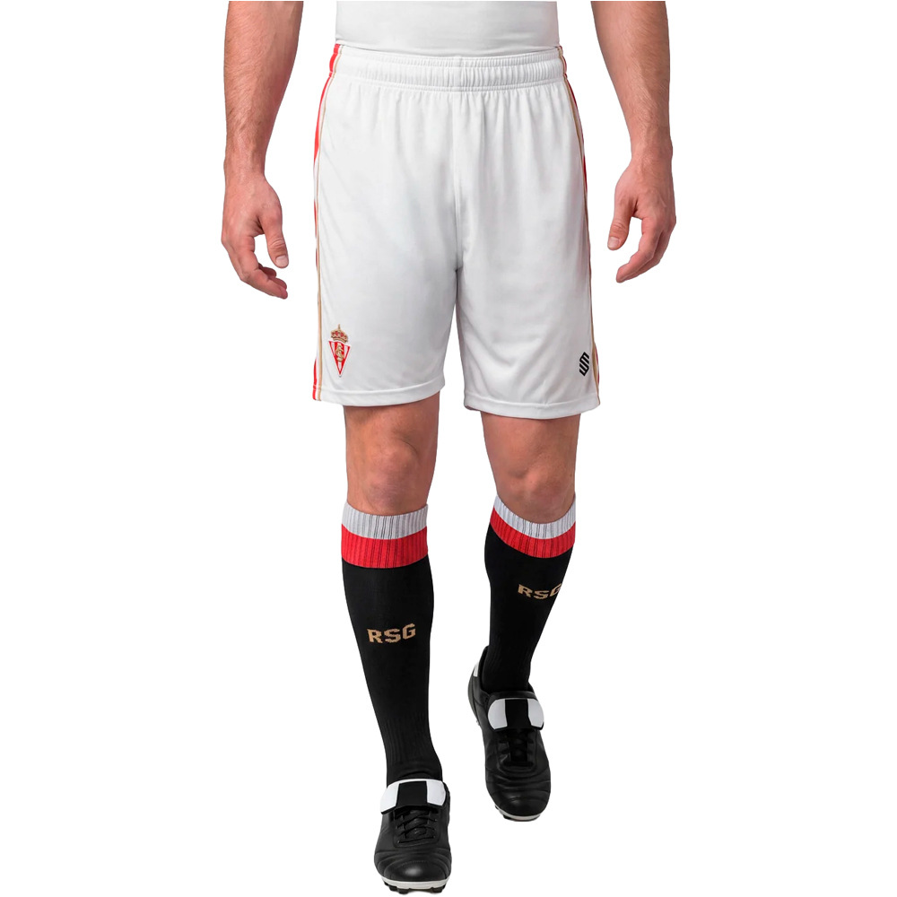 Siroko pantalones fútbol oficiales SPORTING GIJON 27 HOME SHORT vista frontal