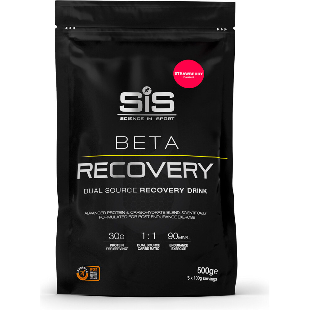Sis Recuperacion Strawberry Powder 500g vista frontal