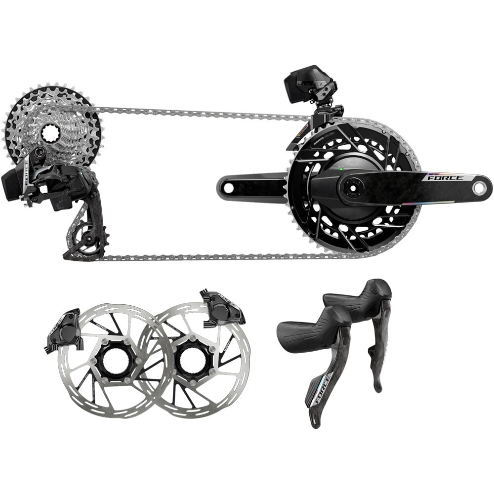 Sram grupo completo carretera SRM FORCE E-TAP AXS E1 2X GRUPO HIDRO FLAT MOUNT CL vista frontal