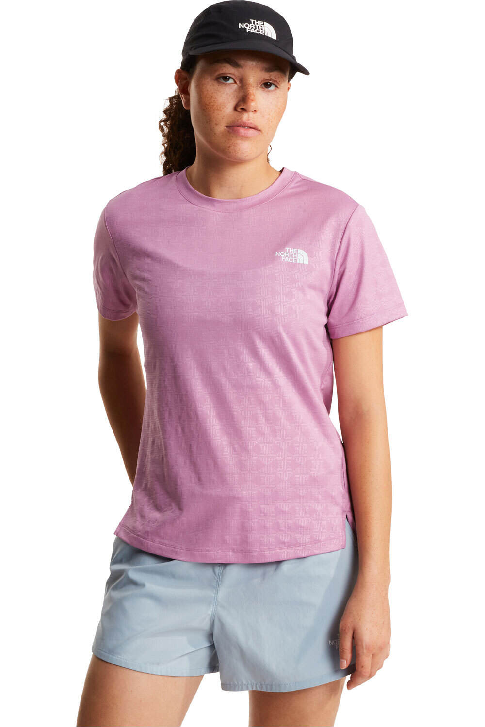 The North Face camiseta montaña manga corta mujer W FLEX GEO EMBOSSED SHORT SLEEVE REG T-S vista frontal