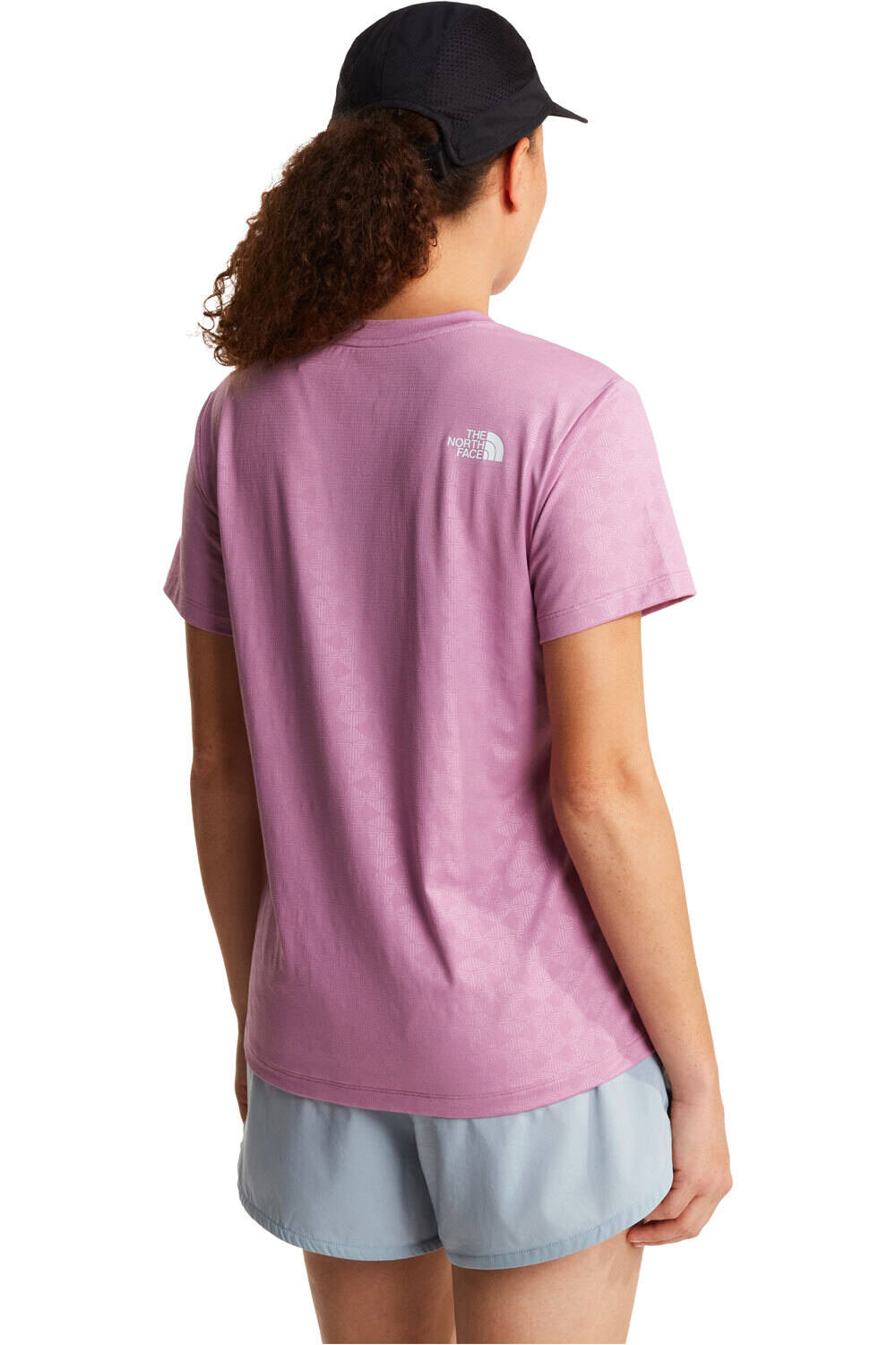 The North Face camiseta montaña manga corta mujer W FLEX GEO EMBOSSED SHORT SLEEVE REG T-S vista trasera