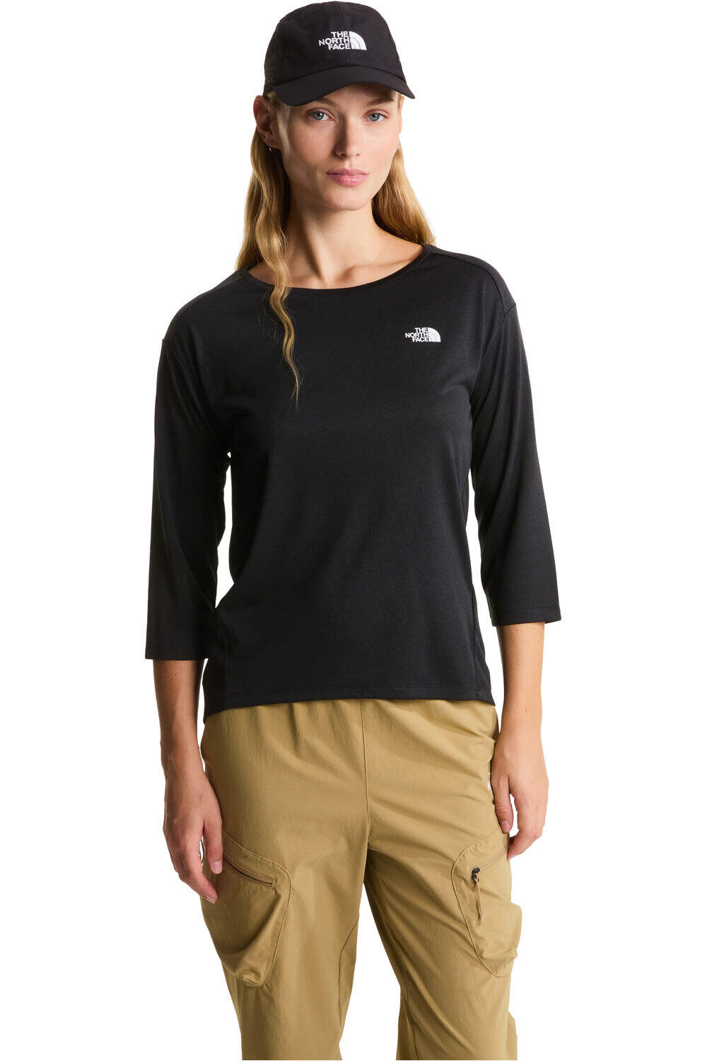 The North Face camiseta montaña manga corta mujer W TANKEN 3/4 T-SHIRT vista frontal