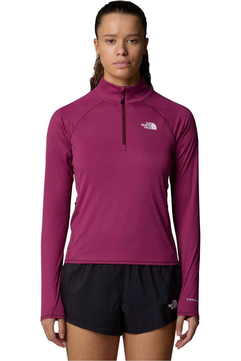 The North Face camiseta montaña manga larga mujer W SUNRISER 1/4 ZIP vista frontal