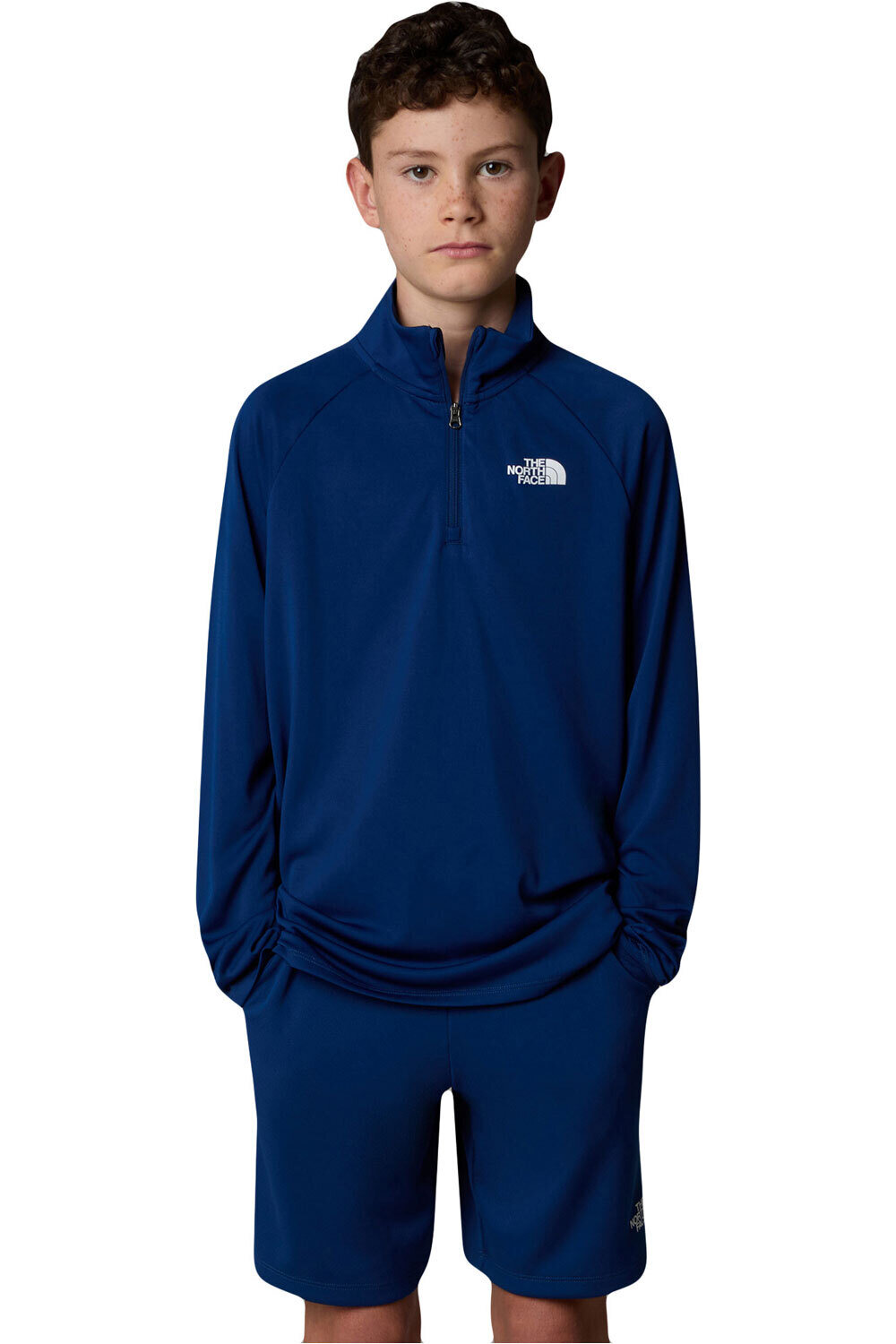 The North Face camiseta montaña manga larga niño TEEN NEVER STOP 1/4 ZIP vista frontal