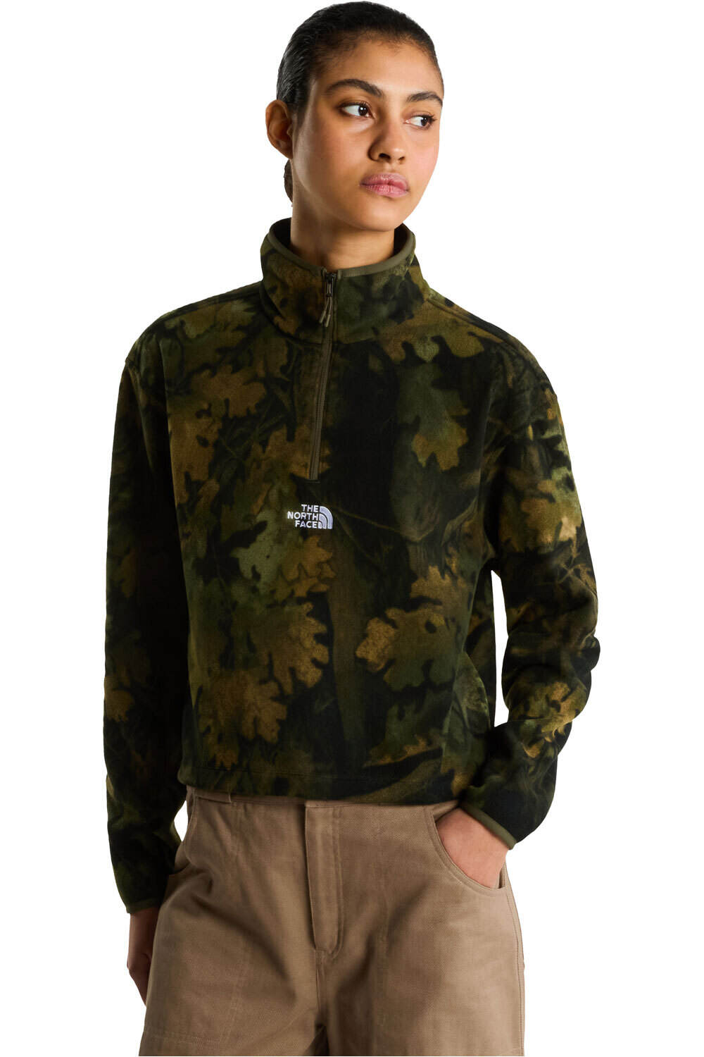 The North Face forro polar mujer W NOVELTY LOGO GLACIER 1/4 ZIP - PRINT vista frontal
